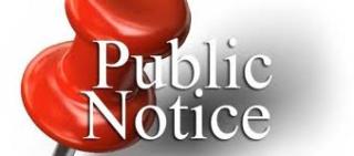 Push pin photo with public notice text