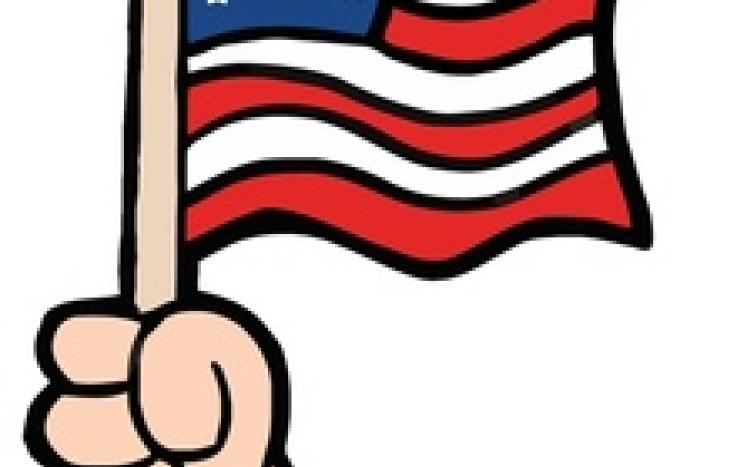 Hand waving a flag
