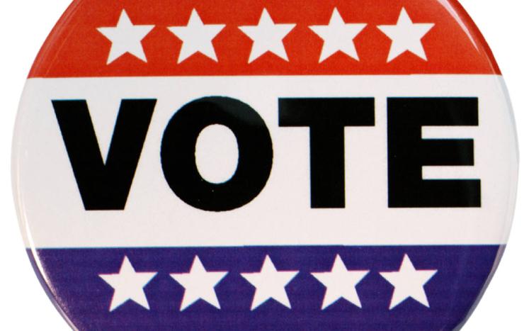 red white and blue vote button